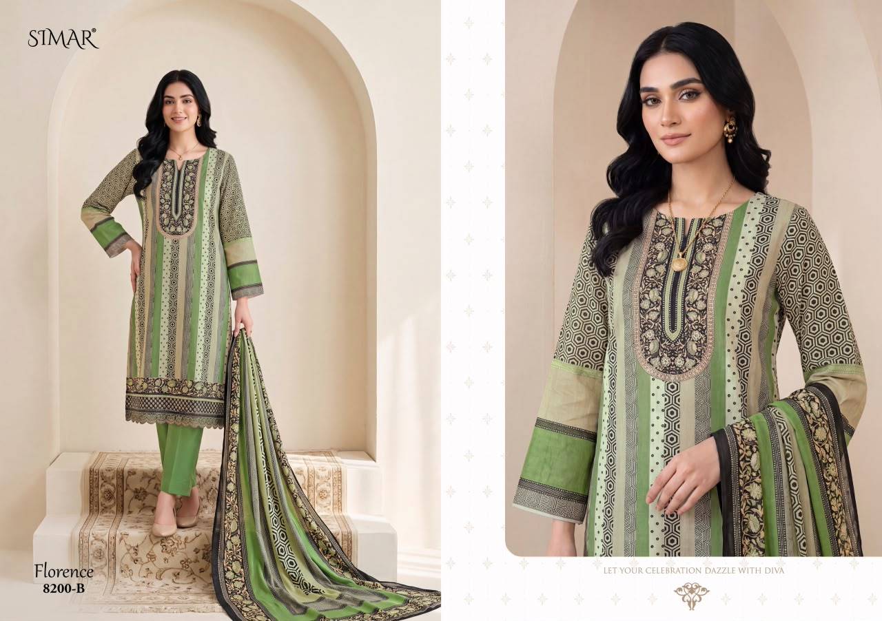 Florence By Glossy 8200 Series Stylish Beautiful Colourful Muslin Dresses At Wholesale Price